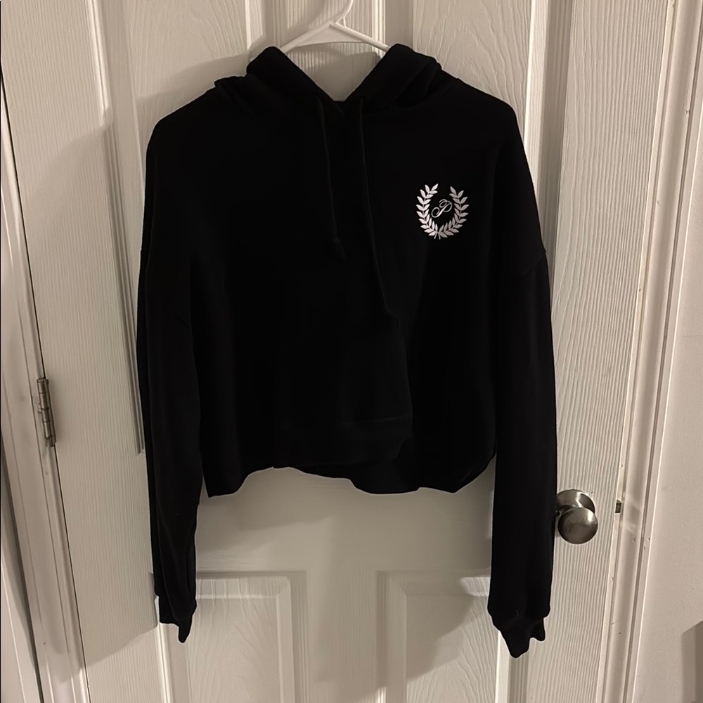 PINK Victoria's Secret Black Cropped Hoodie Sweatshirt